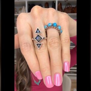 KRUSH KANDY BOUTIQUE Labradorite & Sterling Silver 925 Geometric Boho Ring